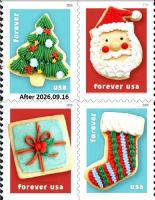 Scott 6119-6122; 6122a<br />Forever Christmas Cookies<br />Double-Side Booklet Block of 4<br /><span class=quot;smallerquot;>(reference or stock image)</span>