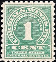 Scott RE18<br />1c Cordials, Wines, Etc. - Green<br /><span class=quot;smallerquot;>(reference or stock image)</span>