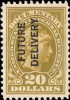 Scott RC15<br />$20.00 Liberty - Olive-bister - Overprinted quot;Future Deliveryquot; 2mm Apart<br /><span class=quot;smallerquot;>(reference or stock image)</span>