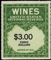 Scott RE154<br />$3.00 Wines - Green - Black Denominations (2 Lines)<br /><span class=quot;smallerquot;>(reference or stock image)</span>