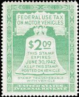 Scott RV1<br />$2.09 Liberty Bell - Light-green - Issue: February 1942<br /><span class=quot;smallerquot;>(reference or stock image)</span>