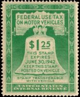 Scott RV3<br />$1.25 Liberty Bell - Light-green - Issue: April 1942<br /><span class=quot;smallerquot;>(reference or stock image)</span>