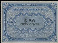 Scott RZ6<br />50c Blue & Black Rectification Stamp<br /><span class=quot;smallerquot;>(reference or stock image)</span>
