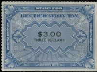 Scott RZ8<br />$3.00 Blue & Black Rectification Stamp<br /><span class=quot;smallerquot;>(reference or stock image)</span>