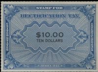 Scott RZ10<br />$10.00 Blue & Black Rectification Stamp<br /><span class=quot;smallerquot;>(reference or stock image)</span>