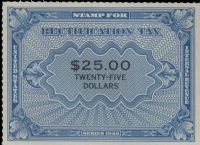 Scott RZ11<br />$25.00 Blue & Black Rectification Stamp<br /><span class=quot;smallerquot;>(reference or stock image)</span>