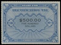 Scott RZ15<br />$500.00 Blue & Black Rectification Stamp<br /><span class=quot;smallerquot;>(reference or stock image)</span>