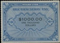 Scott RZ16<br />$1,000.00 Blue & Black Rectification Stamp<br /><span class=quot;smallerquot;>(reference or stock image)</span>
