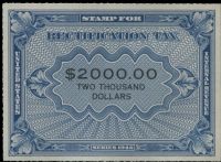Scott RZ18<br />$2,000.00 Blue & Black Rectification Stamp<br /><span class=quot;smallerquot;>(reference or stock image)</span>