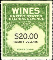 Scott RE181<br />$20.00 Wines - Green - Black Denominations (1 Line)<br /><span class=quot;smallerquot;>(reference or stock image)</span>