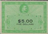 Scott RX34<br />$5.00 Charles S. Fairchild - Yellow-green & Black - Inscribed quot;STAMP FOR SERIES 1950 quot; Omited<br /><span class=quot;smallerquot;>(reference or stock image)</span>