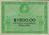 Scott RX42<br />$1,500.00 Charles S. Fairchild - Yellow-green & Black - Inscribed quot;STAMP FOR SERIES 1950 quot; Omited<br /><span class=quot;smallerquot;>(reference or stock image)</span>