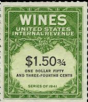 Scott RE195<br />$1.50 3/4 Wines - Green - Black Denominations (2 Lines)<br /><span class=quot;smallerquot;>(reference or stock image)</span>