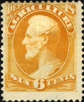 Scott O4<br />6c AGRICULTURE - Abraham Lincoln - Yellow<br />Pane Single<br /><span class=quot;smallerquot;>(reference or stock image)</span>