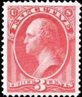 Scott O12<br />3c EXECUTIVE - George Washington - Carmine<br />Pane Single<br /><span class=quot;smallerquot;>(reference or stock image)</span>