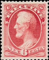 Scott O13<br />6c EXECUTIVE - Abraham Lincoln - Carmine<br />Pane Single<br /><span class=quot;smallerquot;>(reference or stock image)</span>