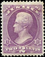 Scott O26<br />2c JUSTICE - Andrew Jackson - Purple<br />Pane Single<br /><span class=quot;smallerquot;>(reference or stock image)</span>