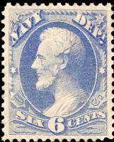 Scott O38<br />6c NAVY - Abraham Lincoln - Ultramarine<br />Pane Single<br /><span class=quot;smallerquot;>(reference or stock image)</span>