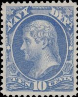 Scott O40<br />10c NAVY - Thomas Jefferson - Ultramarine<br />Pane Single<br /><span class=quot;smallerquot;>(reference or stock image)</span>