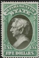 Scott O69<br />$5.00 STATE - William H. Steward - Dark-green<br />Pane Single<br /><span class=quot;smallerquot;>(reference or stock image)</span>