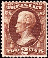 Scott O73<br />2c TREASURY - Andrew Jackson - Brown<br />Pane Single<br /><span class=quot;smallerquot;>(reference or stock image)</span>