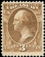 Scott O74<br />3c TREASURY - George Washington - Brown<br />Pane Single<br /><span class=quot;smallerquot;>(reference or stock image)</span>
