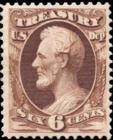 Scott O75<br />6c TREASURY - Abraham Lincoln - Brown<br />Pane Single<br /><span class=quot;smallerquot;>(reference or stock image)</span>