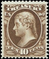 Scott O77<br />10c TREASURY - Thomas Jefferson - Brown<br />Pane Single<br /><span class=quot;smallerquot;>(reference or stock image)</span>