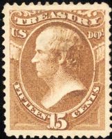 Scott O79<br />15c TREASURY - Daniel Webster - Brown<br />Pane Single<br /><span class=quot;smallerquot;>(reference or stock image)</span>