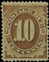 Scott J5<br />10c Numerals 10 - Brown<br />Pane Single<br /><span class=quot;smallerquot;>(reference or stock image)</span>