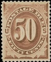 Scott J7<br />50c Numerals 50 - Brown<br />Pane Single<br /><span class=quot;smallerquot;>(reference or stock image)</span>