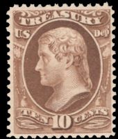 Scott O111<br />10c TREASURY - Thomas Jefferson - Brown<br />Pane Single<br /><span class=quot;smallerquot;>(reference or stock image)</span>