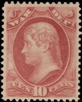 Scott O118<br />10c WAR - Thomas Jefferson - Rose-red<br />Pane Single<br /><span class=quot;smallerquot;>(reference or stock image)</span>