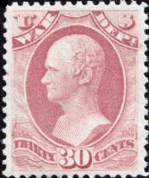 Scott O120<br />30c WAR - Alexander Hamilton - Rose-red<br />Pane Single<br /><span class=quot;smallerquot;>(reference or stock image)</span>