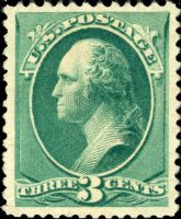 Scott 207<br />3c George Washington - Blue-green; Re-Engraved<br />Pane-Single<br /><span class=quot;smallerquot;>(reference or stock image)</span>