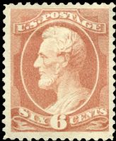 Scott 208<br />6c Abraham Lincoln - Rose; Re-Engraved<br />Pane-Single<br /><span class=quot;smallerquot;>(reference or stock image)</span>