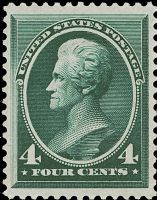Scott 211<br />4c Andrew Jackson - Blue-green<br />Pane-Single<br /><span class=quot;smallerquot;>(reference or stock image)</span>