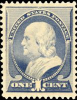 Scott 212<br />1c Benjamin Franklin - Ultramarine<br />Pane-Single<br /><span class=quot;smallerquot;>(reference or stock image)</span>
