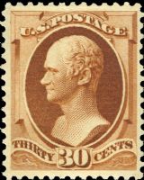 Scott 217<br />30c Alexander Hamilton - Orange-brown<br />Pane-Single<br /><span class=quot;smallerquot;>(reference or stock image)</span>