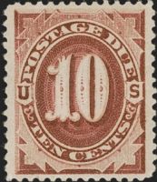 Scott J19<br />10c Numerals 10 - Red-brown<br />Pane Single<br /><span class=quot;smallerquot;>(reference or stock image)</span>