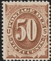 Scott J21<br />50c Numerals 50 - Red-brown<br />Pane Single<br /><span class=quot;smallerquot;>(reference or stock image)</span>