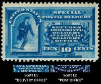 Scott E1<br />10c Postal Messenger Running - Blue<br />Pane Single<br /><span class=quot;smallerquot;>(reference or stock image)</span>