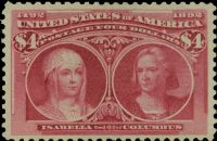 Scott 244<br />$4.00 Queen Isabella and Columbus<br />Pane Single<br /><span class=quot;smallerquot;>(reference or stock image)</span>