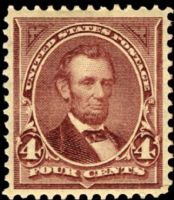 Scott 280<br />4c Abraham Lincoln - Rose-brown<br />Pane Single<br /><span class=quot;smallerquot;>(reference or stock image)</span>