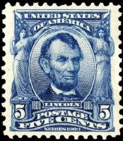 Scott 304<br />5c Abraham Lincoln<br />Pane Single<br /><span class=quot;smallerquot;>(reference or stock image)</span>