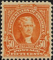 Scott 310<br />50c Thomas Jefferson<br />Pane Single<br /><span class=quot;smallerquot;>(reference or stock image)</span>