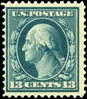 Scott 365<br />13c George Washington - Bluish Paper<br />Pane Single<br /><span class=quot;smallerquot;>(reference or stock image)</span>