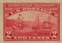 Scott 373<br />2c Henry Hudson's quot;Half Moon' and Robert Fulton's 'Clermont'<br />Imperforate Pane Single<br /><span class=quot;smallerquot;>(reference or stock image)</span>