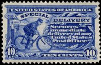 Scott E8<br />10c Postal Bicycle Messenger - Ultramarine<br />Pane Single<br /><span class=quot;smallerquot;>(reference or stock image)</span>