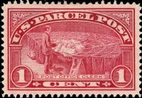 Scott Q1<br />1c Post Office Clerk<br />Pane Single<br /><span class=quot;smallerquot;>(reference or stock image)</span>